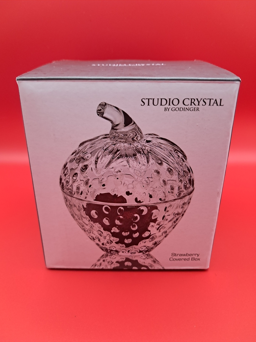 Crystal Glass Strawberry Trinket Candy Jar Jewelry Box Studio by Godinger Decor